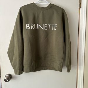 Olive green, brunette, crewneck, hoodie, size Medium/Large